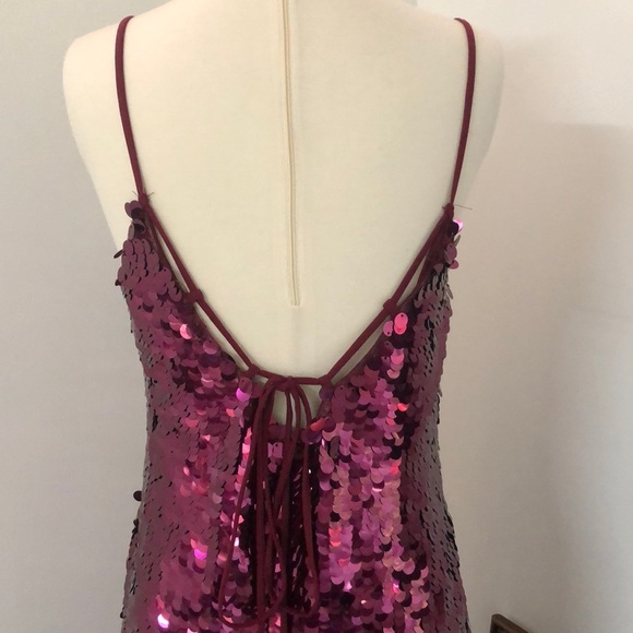 Free People Red Paillette Party Midi Dress - Picture 6 of 8